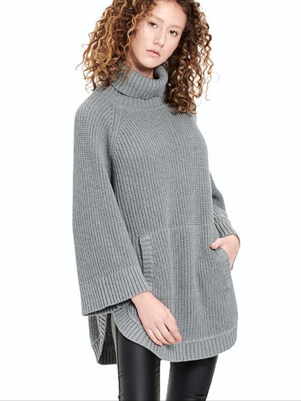 UGG Grey Ribbed Raelyn Pullover Sweater with Front Pocket